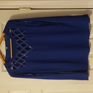 ⚜️ NWOT Cobalt Blue Cutout Hot 🔥 Drilling Long Sleeve Top. Size XL